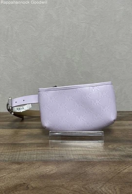 NWT Michael Kors Lilac Embossed Logo Leather Belt Bag Hip Pouch Silver Hardware - Image 1 of 4