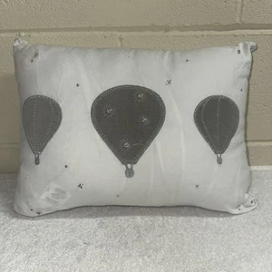 Throw Pillow Hot Air Balloon Design Gray/White Colors 15x10 Clean - Picture 1 of 7