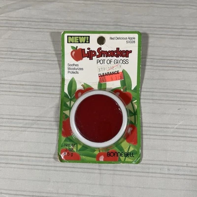 Vintage Bonne Bell Lip Smacker Pot of Gloss Red Delicious Apple 51028 NOS - Image 1 of 4