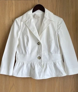 Valentino Roma | Größe 10 | Weiß Rüschen Schößchen Jacke Blazer | Stretch - Bild 1 von 11