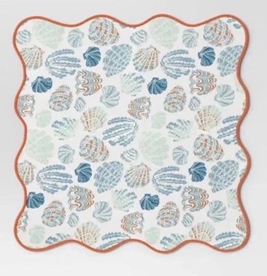 Set 5 Threshold Coastal Shells Napkins 18” X 18” New Aqua Green seashell Beach - Image 1 of 3