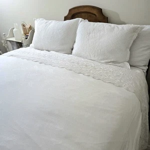 Dream At Home Peacock Alley White Duvet Cover 100% Cotton, Queen Size. - Picture 1 of 16