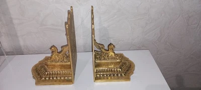 1 Paar  seltene Buchstützen mit Geflügelter Löwe Figur ,  Messing ( 3 ) - Bild 1 von 4
