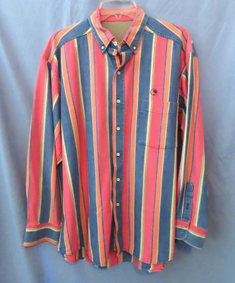 VTG Duck Head Button-Up Shirt PINK BLUE PEACH CHAMBRAY STRIPES Duckhead Oxford L - Image 1 of 4