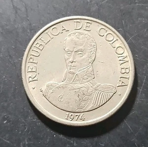 Moneta da 1 peso Colombia 1974 (KM.#258) - Foto 1 di 2