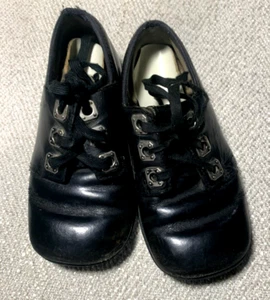 Antique Vintage Collectible Black Baby Shoes Leather Lace Up Folk Country - Picture 1 of 6