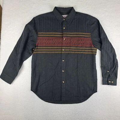 The Territory Ahead Flannel Shirt Mens Large Dark Gray Aztec Dress Button Down - Image 1 of 4