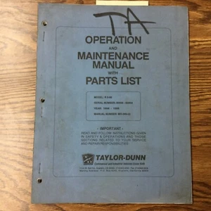 Taylor-Dunn R3-80 OPERATION & MAINTENANCE SERVICE PARTS MANUAL, ELECTRIC VEHICLE - Picture 1 of 4