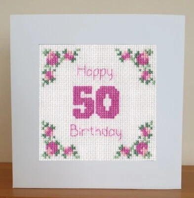 50th Birthday Card - Cross Stitch Kit   - Image 1 of 4