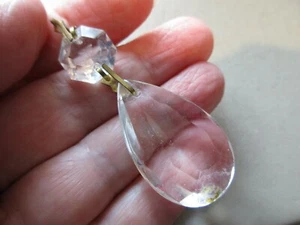 ANTIQUE VINTAGE LARGE ART DECO GOLD TONE GLASS CHANDELIER DROP PENDANT NECKLACE - Picture 1 of 5