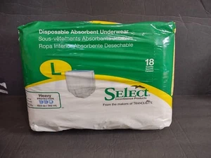 Select/Tranquility Disposable Absorbent Underwear/Adult Diapers Sz Large 18 Pack - Picture 1 of 6