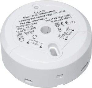 Elektronischer Halogen-Trafo 230/12V/35-105W Netzteil Lampe dimmbar rund 85x31mm - Bild 1 von 1