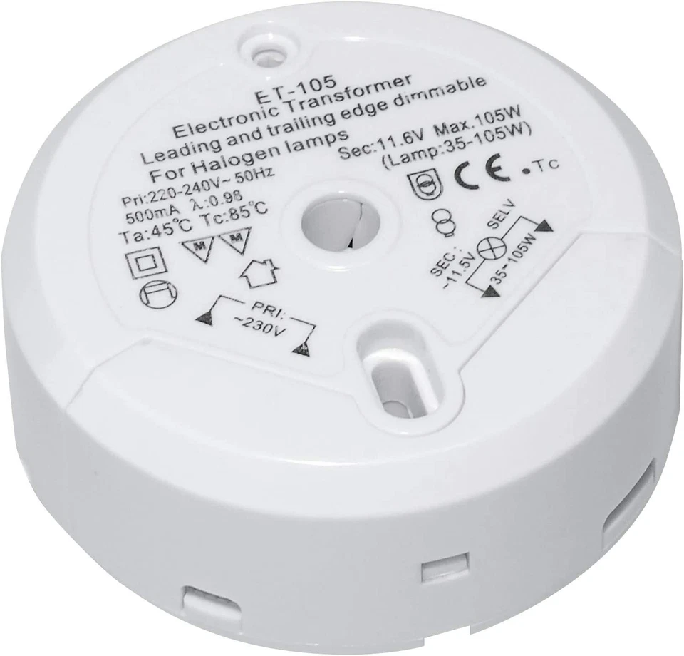 transformateur halogène Transmedia LT5-3L 230 / 12V / 35-105W protection cont...