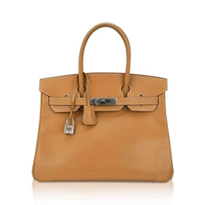 Hermes Birkin 30 Bag Vache Naturel Evercalf Leather Brushed Palladium Hardware - Picture 1 of 13