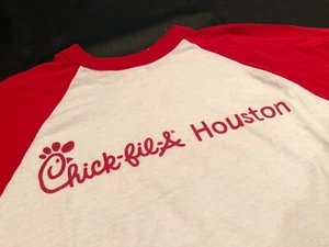 vtg Large CHICK-FIL-A HOUSTON Adult Baseball Style T-Shirt Heavy Cotton Unisex - Picture 1 of 4