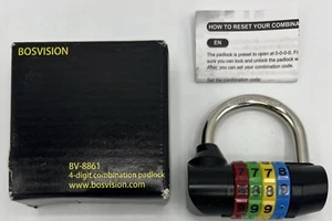 Bosvision BV-8861 64MM 4-DIGIT RESETTABLE COMBINATION PADLOCK WITH 7.8MM SHACKLE - Picture 1 of 1