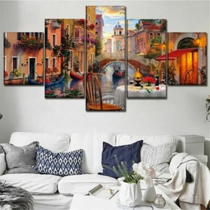 Abstract Art Romantic Venice 5 Piece Canvas Print Wall Art Poster Home Decor - Picture 1 of 4