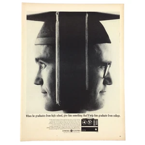 Grabadora de cinta memorizadora GE 1966 ANUNCIO IMPRESO DE COLECCIÓN graduación universitaria de escuela secundaria - Imagen 1 de 2