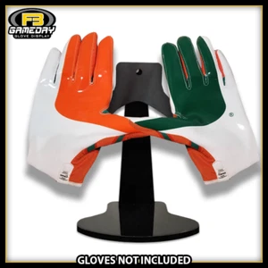 Football Receiver Gloves Display w/ Stand for Miami Hurricanes Gloves! ACC - Picture 1 of 3