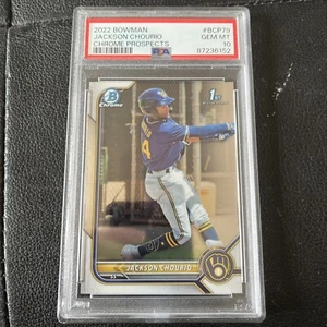 2022 Bowman Chrome 1st Jackson Chourio #BCP-79 Milwaukee Brewers Rookie PSA 10 - Imagen 1 de 2