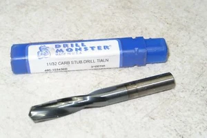 MONSTER 11/32" Carbide TIALN Coated Screw Machine Stub Length Drill 460-103438B - Picture 1 of 1