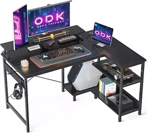 ODK Schreibtisch Schwarz, Gaming Tisch in L-Form, Schreibtisch 120 x 80 x 88cm - Bild 1 von 4