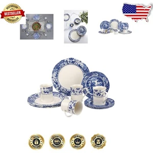 Charming Blue Italian Brocato 12-Piece Dinnerware Set - Excellent for Gatherings - Picture 1 of 6