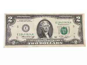 1976 Misaligned Error $2 Bicentennial Two Dollar Bill Uncirculated Low Serial # - Picture 1 of 6