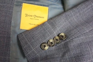 Hickey Freeman Beacon Traveler Loro Piana S150s Wool Blue Plaid 2 Pc Suit Sz 48R - Picture 1 of 12