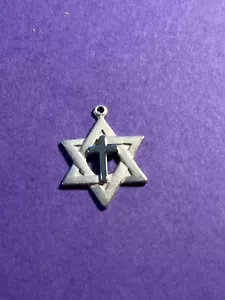 Sterling Silver Jewish Star of David Cross Pendant Messianic - Picture 1 of 3