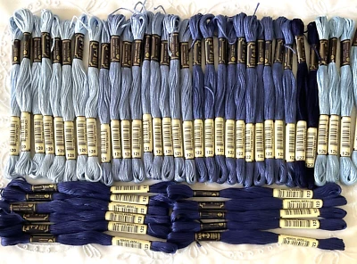 Anchor Stranded Sticktwist Mouline 8M Emb Thread Lot of 44 Blue Series 120's New - Image 1 of 4