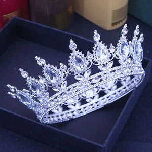 Rhinestone Wedding Tiara - Vintage Crystal Crown Bridal Head Jewelry Accessories - Picture 1 of 33