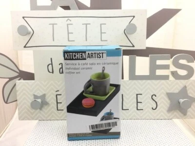 Kitchen Artist service à café solo en céramique bleu 4 pièces - Photo 1/4