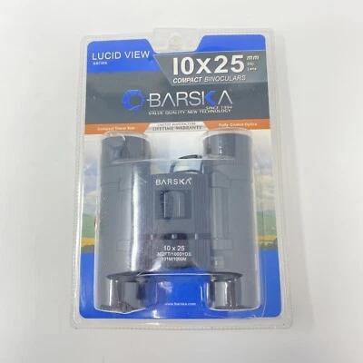 NEW Barska Optics 10x25 Lucid Black Compact Blu Lens View Binocular AB10111 READ - Image 1 of 3