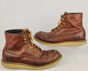 Botas con cordones de cuero marrón FRYE DAKOTA WEDGE 87265 para hombre talla 9,5 *** - Imagen 1 de 18