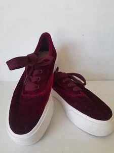 Pumps Womens Pull & Bear Burgundy Velvet Trainers Shoes Size 36 Casual Fashion - Picture 1 of 8