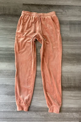 Fashion Nova Dusty Pink Coral Jogger Pants Size S Pockets Velvet - Image 1 of 4