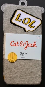 Cat & Jack Footed Tights Size 7-10 Heather Gray LOL Knee Detail NWT - Picture 1 of 2