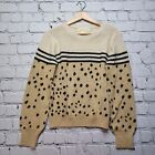 Salwater Luxe Multiprint Beige Black Cree Neck Sweater Size M