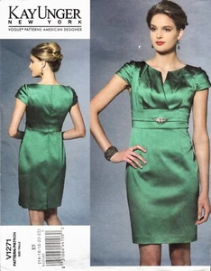 Vestido ajustado patrón de costura de moda V1271 tallas 14-22 Kay Unger NY - Imagen 1 de 2