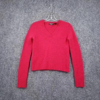 Suéter VINTAGE Express Para Mujer M Mediano Rojo Lana de Cordero Elastizado Recortado Cuello en V Y2K Foto 1 de 4