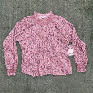 A.N.A Women's Top Size L Long Sleeve Pink Floral Round Neck Blouse Shirt NWT - Picture 1 of 7