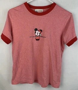 Hong Kong Disneyland T Shirt Ringer Tee Short Sleeve Red Women’s Small - Picture 1 of 4