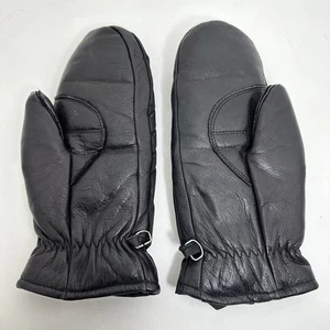 Vintage Obermeyer Leder Rindsleder Ski Fäustlinge schwarz isoliert Größe L - Bild 1 von 10
