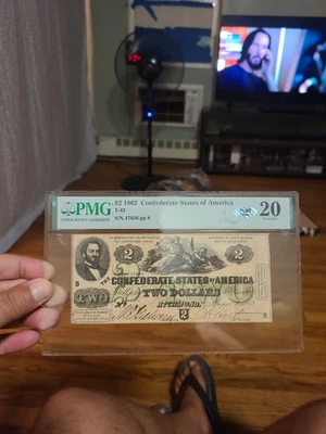 $2 1862 Confederate States Of America ** VERY RARE!!! ** Fricke PLUS Certified ! - Image 1 of 4