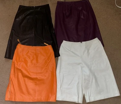 Vintage Multi Color Leather Mini Skirt & Shorts Women’s Size 10 Newport News Lot - Image 1 of 4