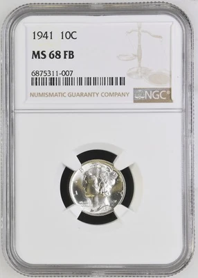 1941 P Mercury Dime NGC MS-68 FB - Image 1 of 2