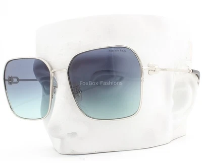 Gafas de sol Tiffany plateadas brillantes azul azul degradado TF 3093-D 6001/9S con estuche Foto 1 de 4