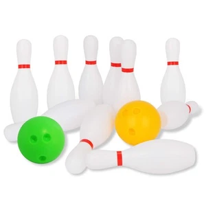 Kids Toy Bowling Set Includes 10 Plastic Pins & 2 Balls, Toddler Indoor Outdo... - Picture 1 of 7