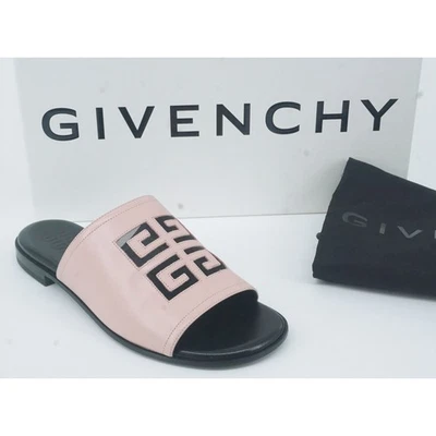 Sandálias Givenchy 4G rosa preto logotipo mula plana tamanho 36,5 novo na caixa $825 - Imagem 1 de 4